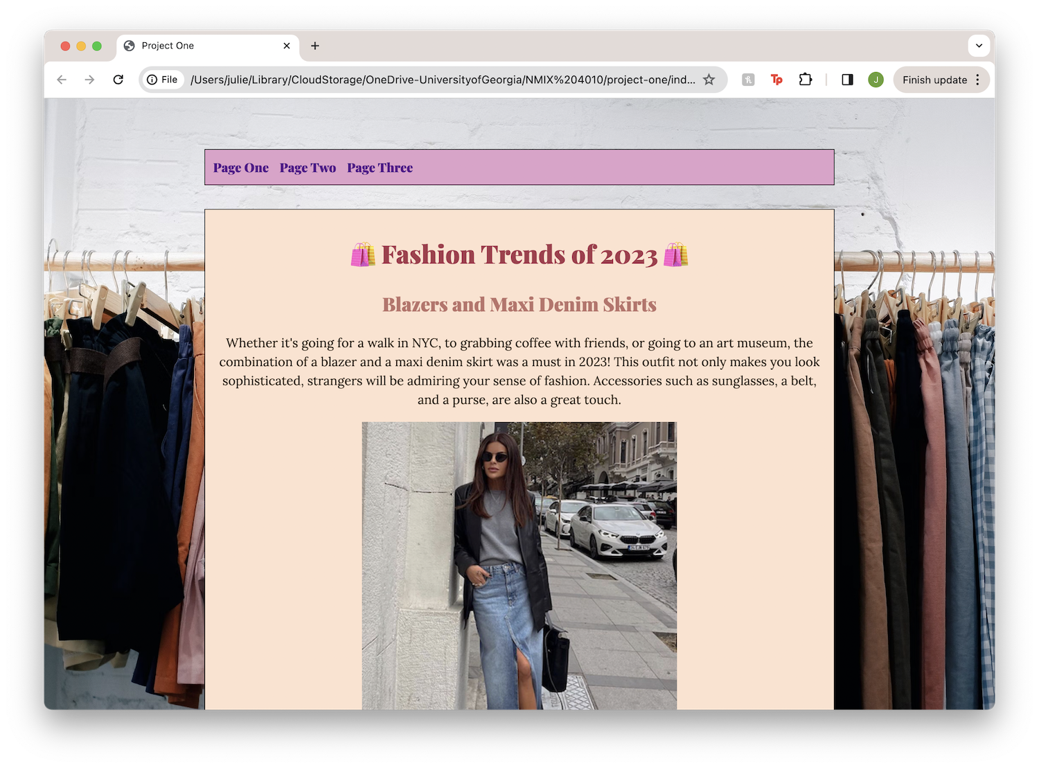 Screenshot of Page One